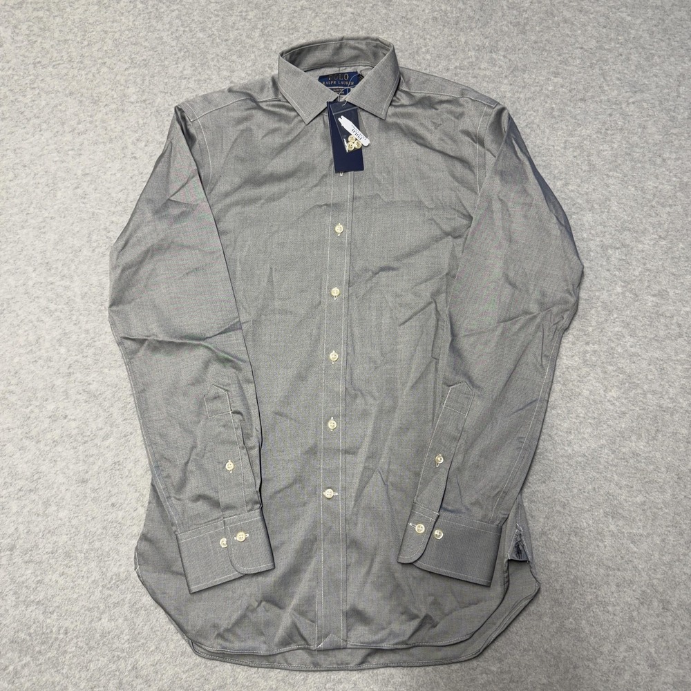 Polo Ralph Lauren Dress Shirt Mens 14.5 32/33 Gray Slim Easy Care Long Sleeve